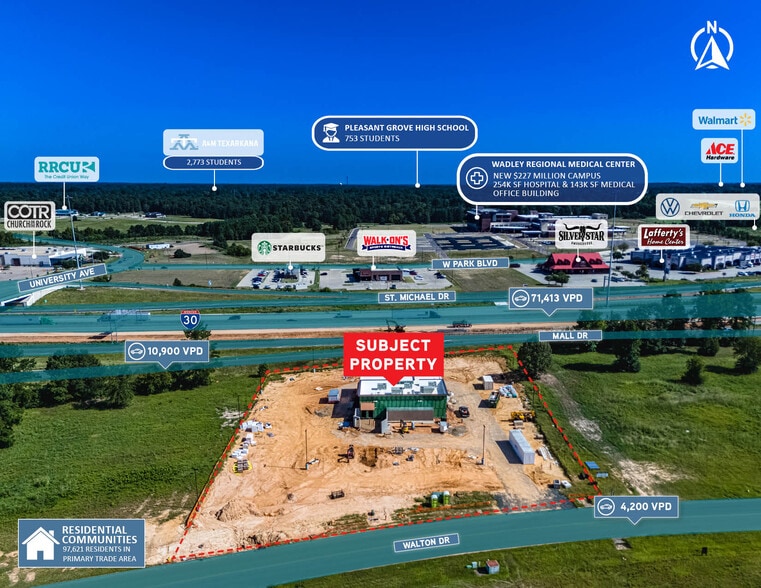 1602 Walton dr, Texarkana, TX à vendre - Aérien – Image 3 sur 4