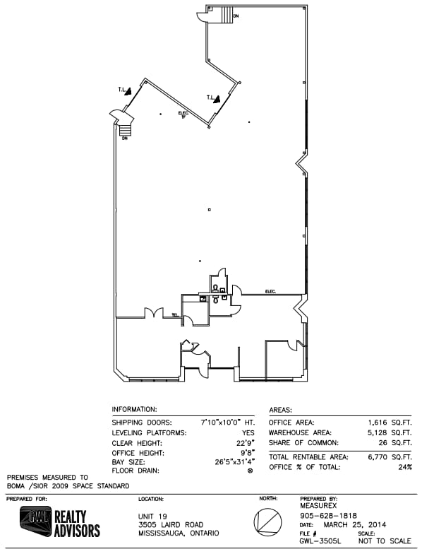 3505 Laird Rd, Mississauga, ON à louer Plan d’étage– Image 1 sur 1