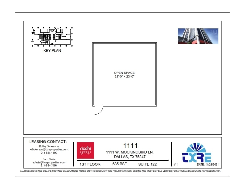 1111 W Mockingbird Ln, Dallas, TX à louer Plan d’étage– Image 1 sur 1