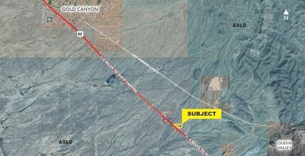 N Of US Rte 60 & E El Camino Viejo Intersection, Gold Canyon, AZ - Vue aérienne vue de carte
