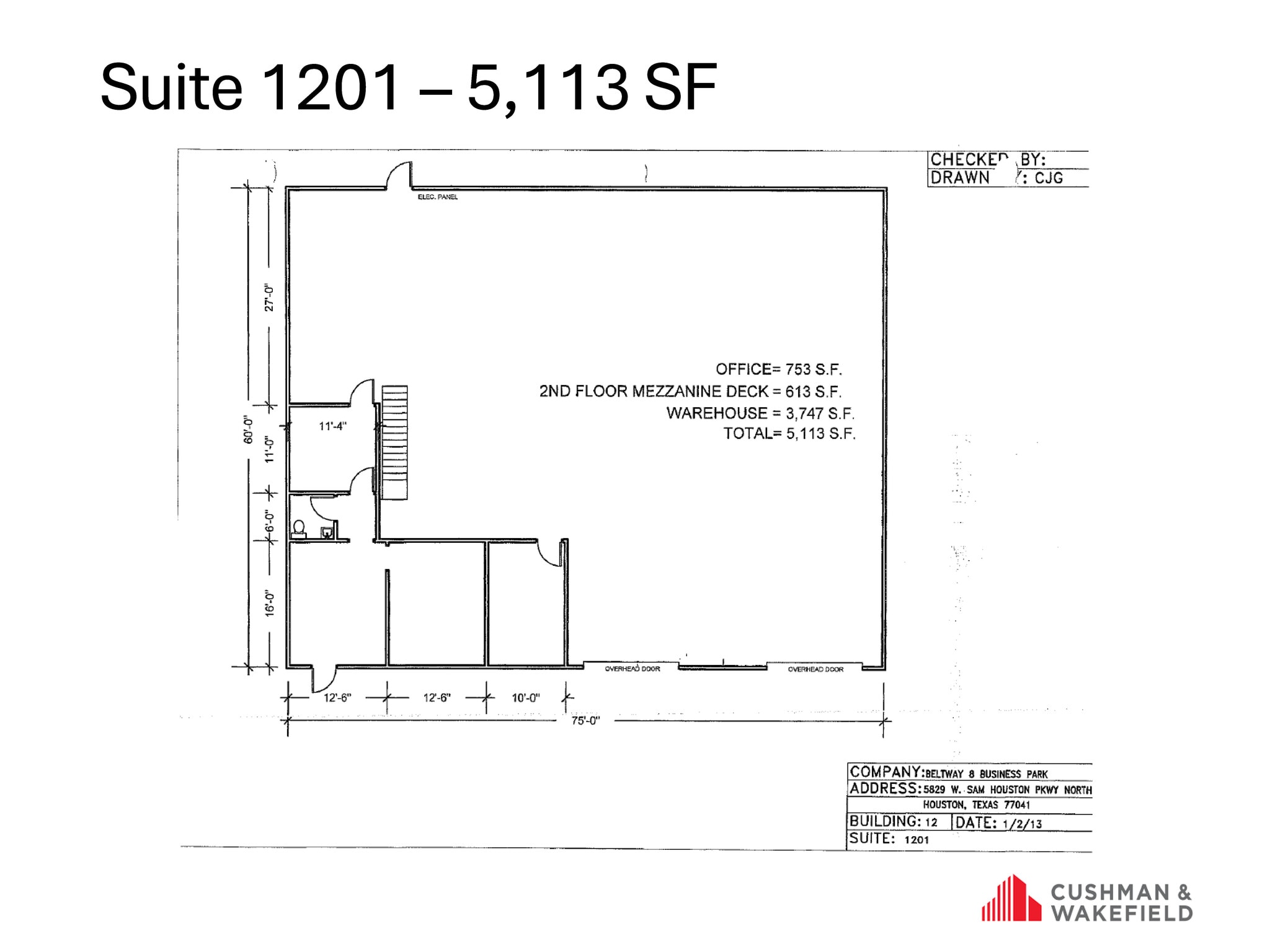 5829 W Sam Houston Pky N, Houston, TX à louer Plan d’étage– Image 1 sur 1