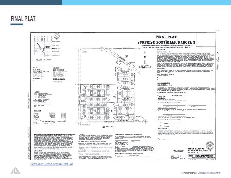 NEC 199th Avenue & Union Hills Drive, Surprise, AZ à vendre - Plan cadastral – Image 2 sur 2