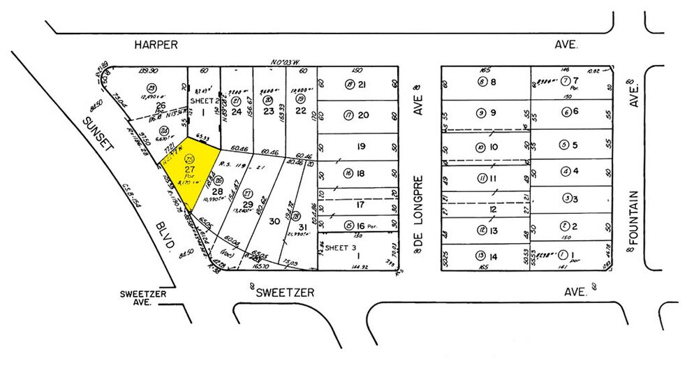 8272-8280 W Sunset Blvd, West Hollywood, CA à louer - Plan cadastral – Image 2 sur 11