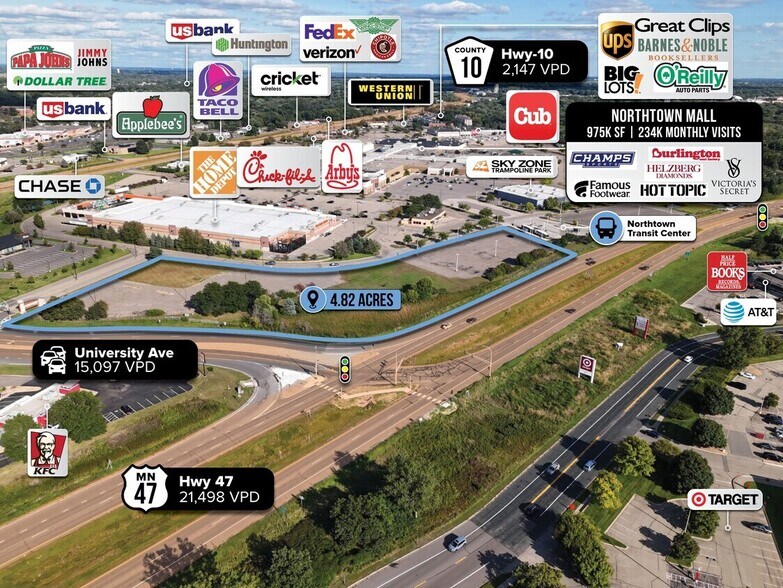 University Ave NE, Blaine, MN à louer - Aérien – Image 3 sur 9