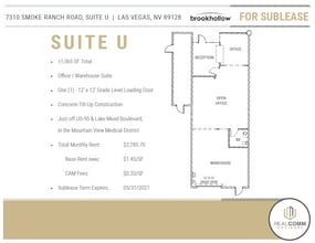 7310 Smoke Ranch Rd, Las Vegas, NV à louer Plan d’étage– Image 1 sur 5