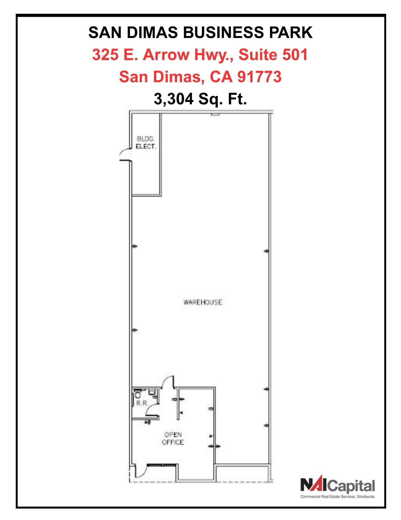 301 E Arrow Hwy, San Dimas, CA à louer Plan d’étage– Image 1 sur 1