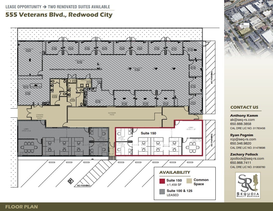 555 Veterans Blvd, Redwood City, CA à louer Plan d’étage– Image 1 sur 1