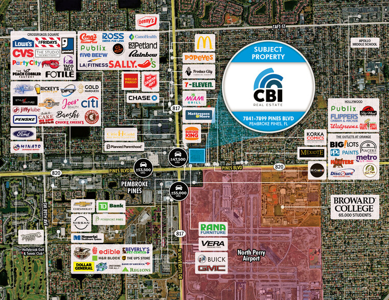 7841-7899 Pines Blvd, Pembroke Pines, FL à vendre - Aérien – Image 2 sur 7