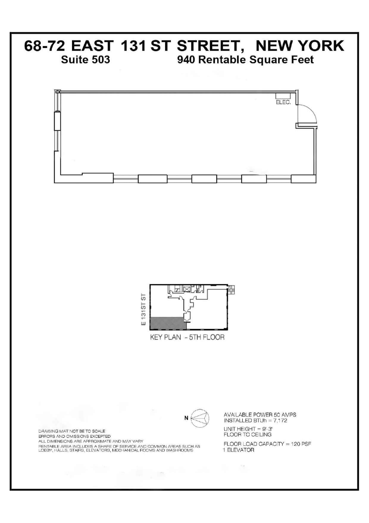 68 E 131st St, New York, NY à louer Plan d’étage– Image 1 sur 4