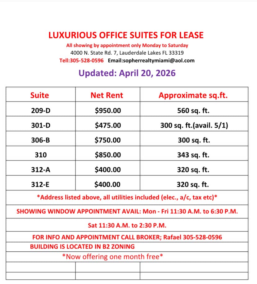 4000 N State Road 7, Lauderdale Lakes, FL à louer Photo intérieure– Image 1 sur 2