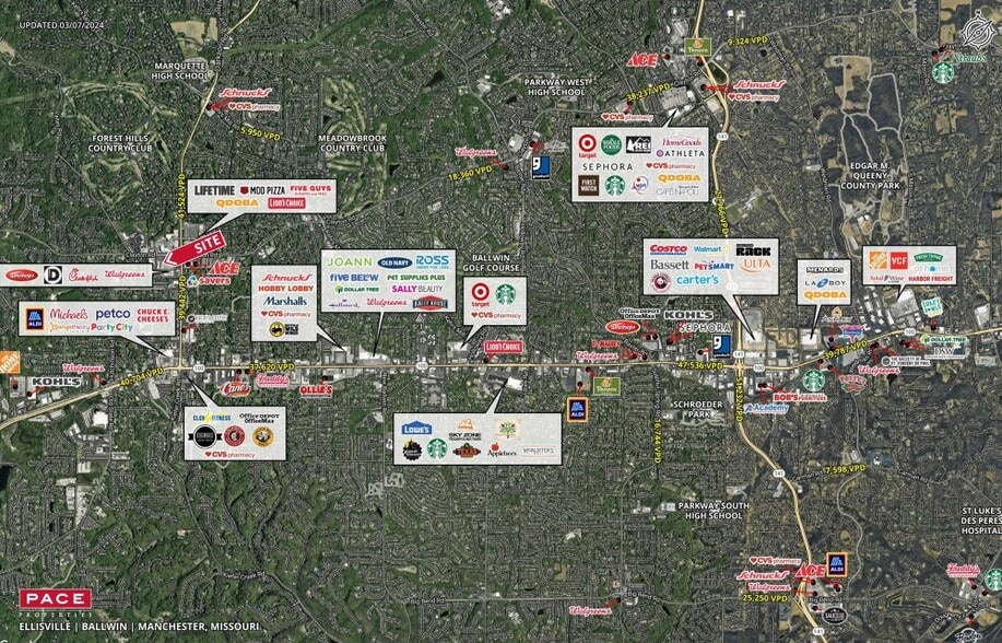 1350-1398 Clarkson Clayton Ctr, Ballwin, MO à louer - Aérien – Image 2 sur 2