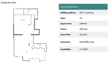 687 S Coast Hwy 101, Encinitas, CA à louer Plan d’étage– Image 2 sur 3