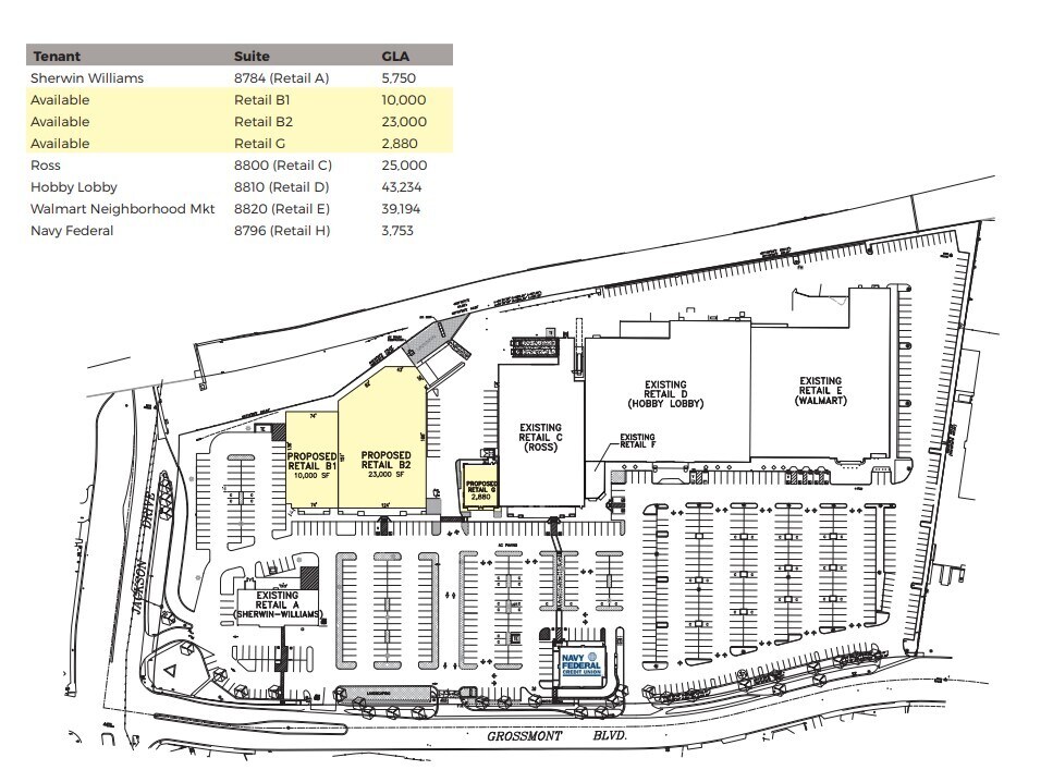 8780-8820 Grossmont Blvd, La Mesa, CA à louer Plan de site– Image 1 sur 1