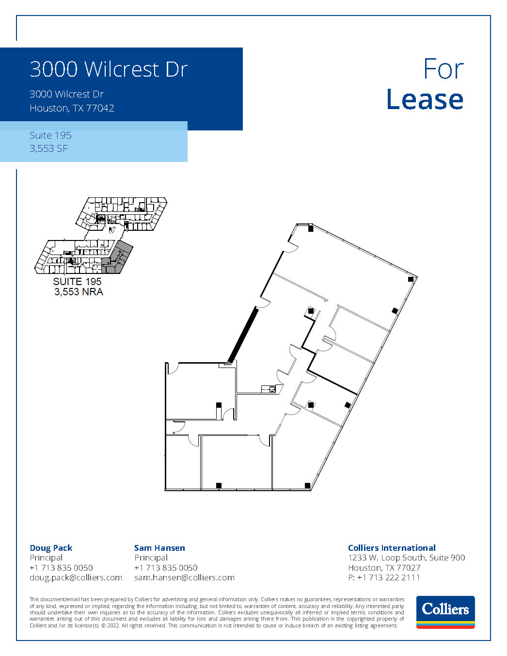 3000 Wilcrest Dr, Houston, TX à louer Plan d’étage– Image 1 sur 2