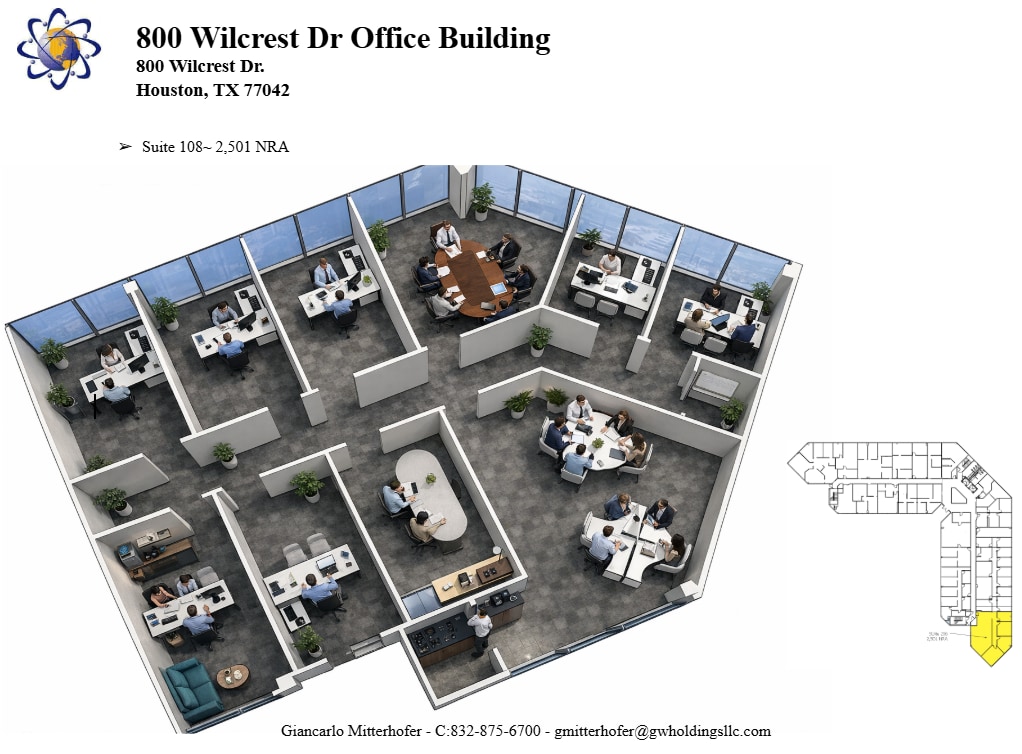 800 Wilcrest Dr, Houston, TX à louer Plan d’étage– Image 1 sur 2