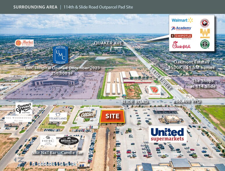 114th & Slide Rd, Lubbock, TX à vendre - Aérien – Image 3 sur 4