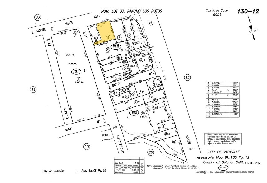 806 E Monte Vista Ave, Vacaville, CA à vendre - Plan cadastral – Image 3 sur 3
