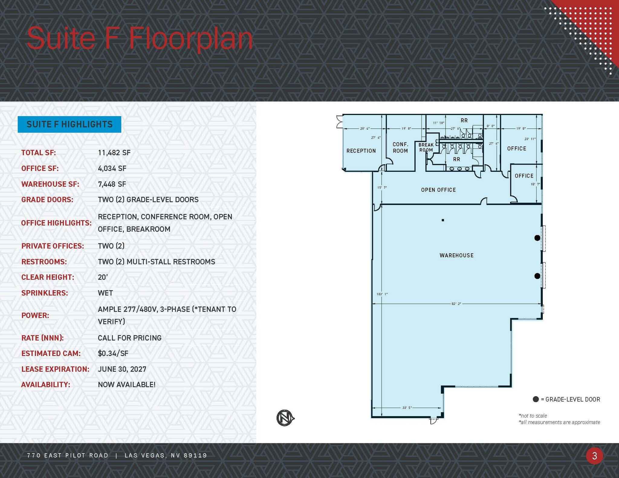 770 Pilot Rd, Las Vegas, NV à louer Plan d’étage– Image 1 sur 1