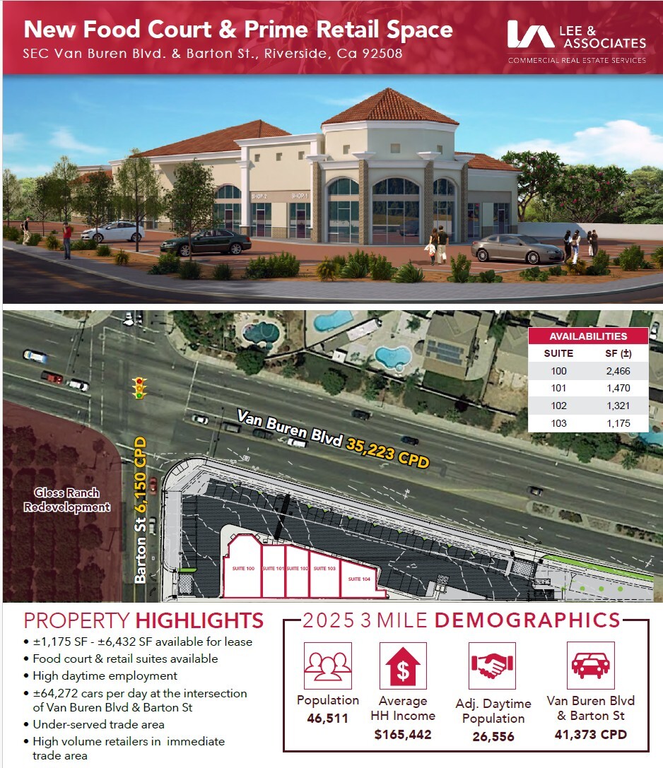 SEC Van Buren Blvd & Barton Rd, Riverside, CA à louer Plan d’étage– Image 1 sur 2