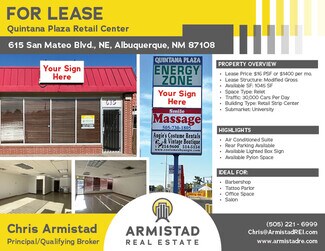 Plus de détails pour 609-615 San Mateo Blvd NE, Albuquerque, NM - Local commercial à louer