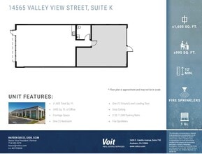 14515 Valley View Ave, Santa Fe Springs, CA à louer Plan d’étage– Image 1 sur 1