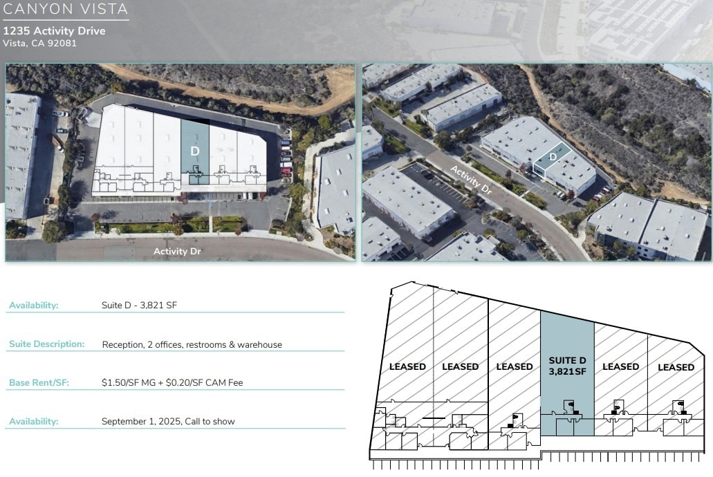 1235 Activity Dr, Vista, CA à louer Plan d’étage– Image 1 sur 1