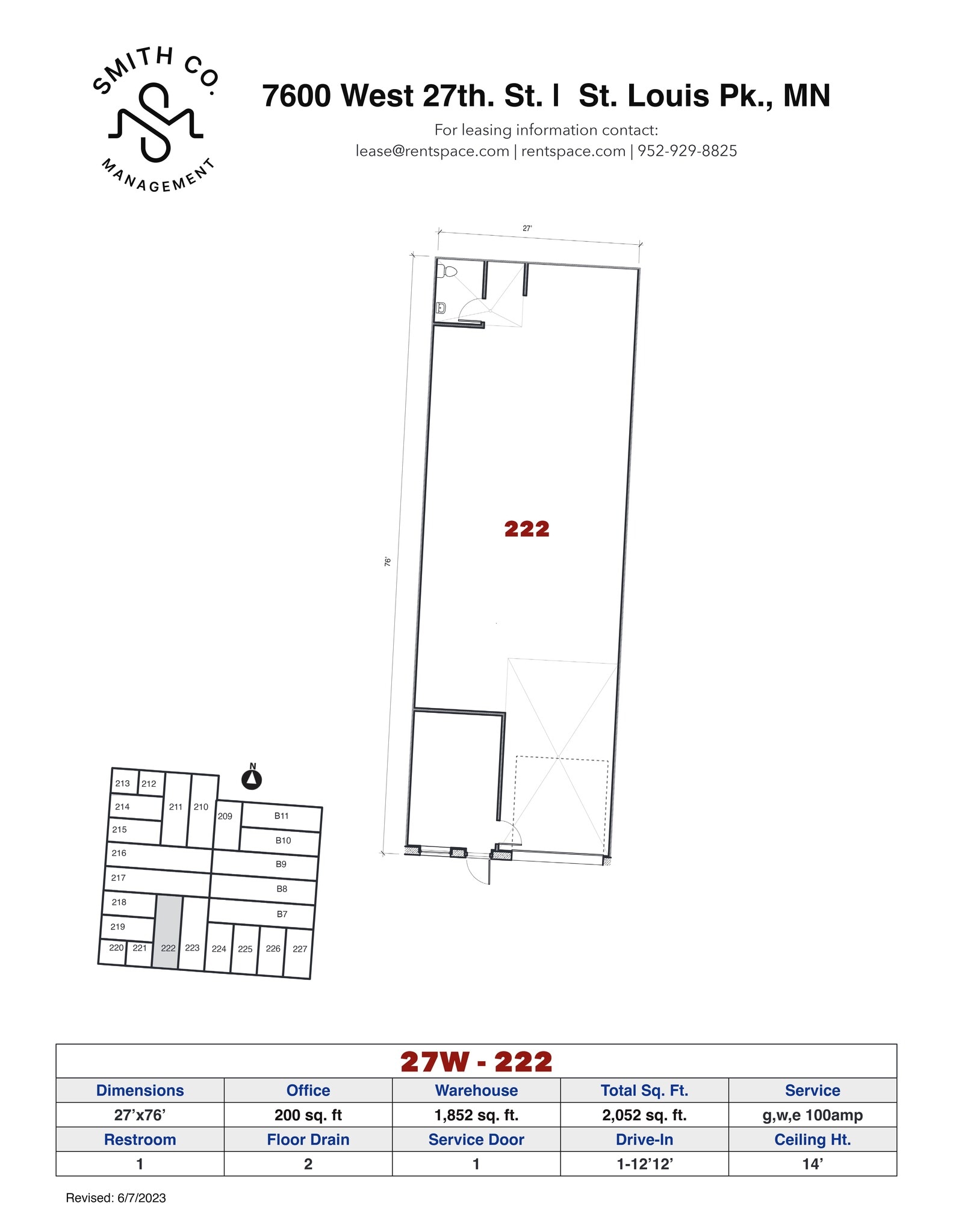 7600 W 27th St, Saint Louis Park, MN à louer Plan de site– Image 1 sur 1