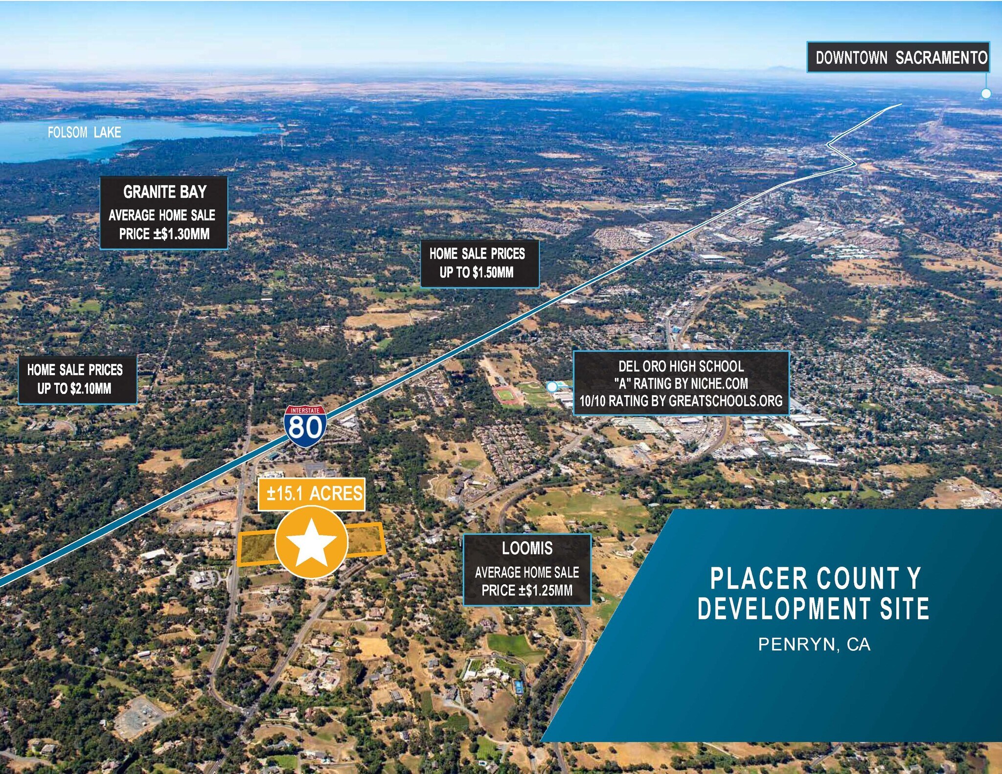 West side of Penryn Road ±0.3 miles north of I-80, Penryn, CA à vendre Aérien– Image 1 sur 3