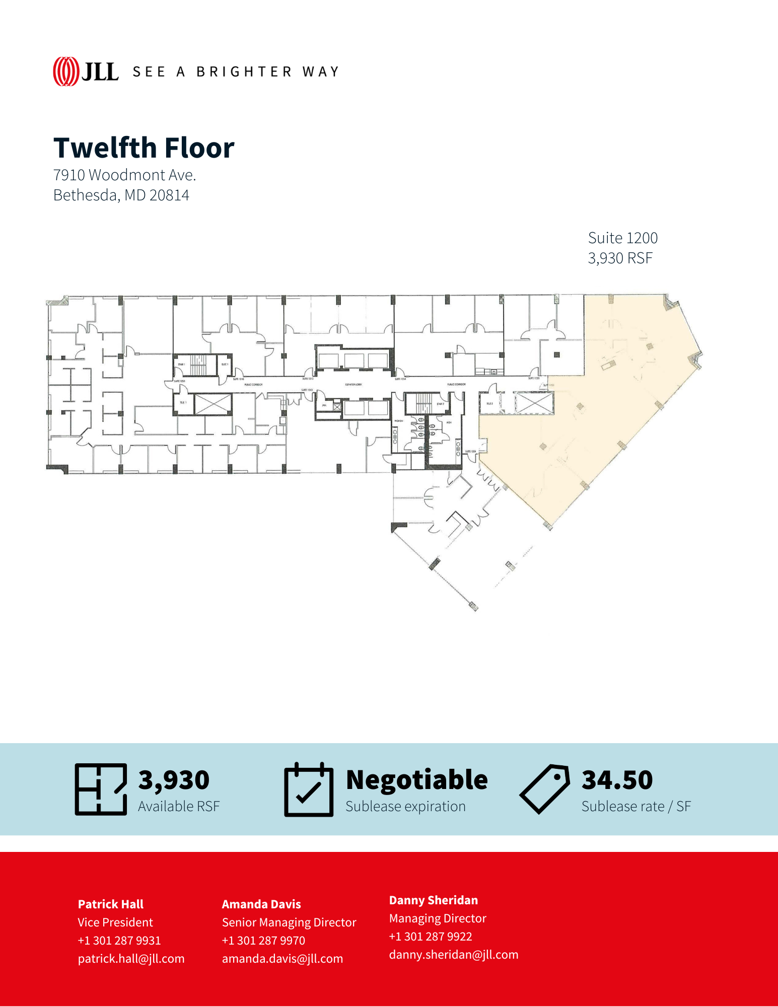 7910 Woodmont Ave, Bethesda, MD à louer Plan d’étage– Image 1 sur 1