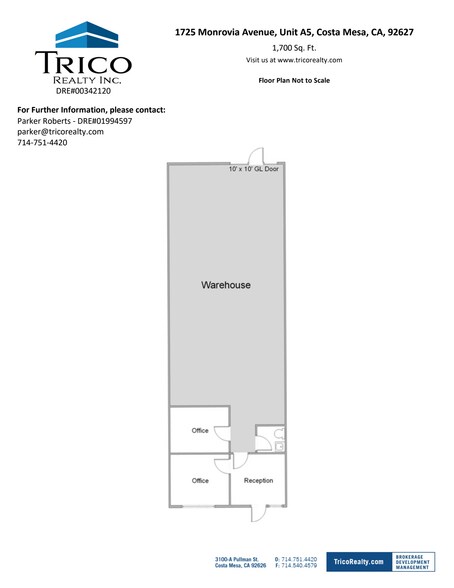 1725 Monrovia Ave, Costa Mesa, CA à louer - Plan d’étage – Image 2 sur 3