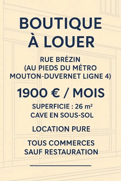Local commercial dans Paris à louer - Photo de l’immeuble – Image 1 sur 2