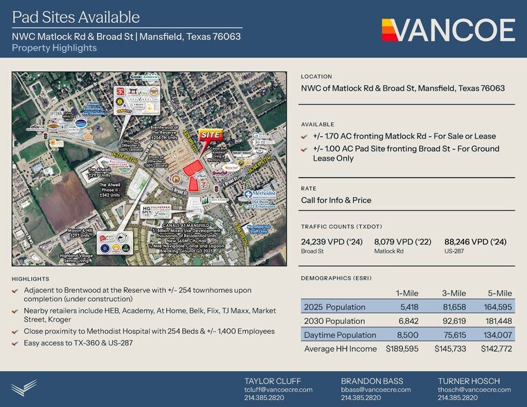 NWC of Matlock Rd & Broad St, Mansfield, TX à vendre - Photo de l’immeuble – Image 2 sur 6
