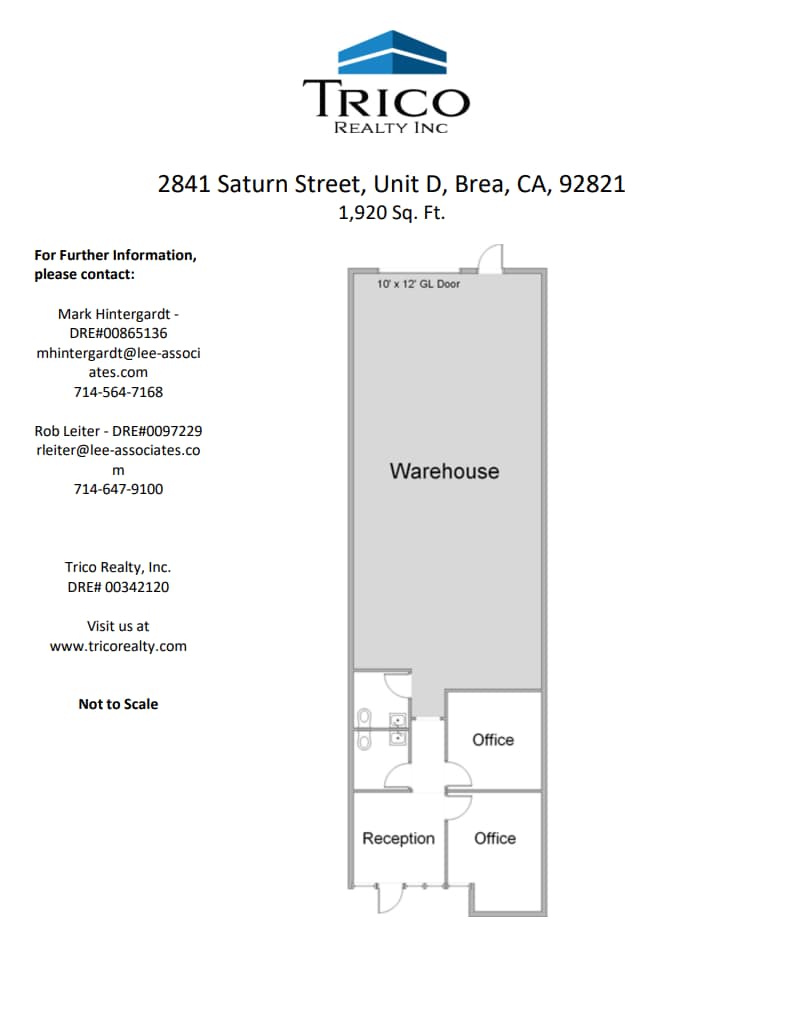 2801 Saturn St, Brea, CA à louer Plan d’étage– Image 1 sur 1