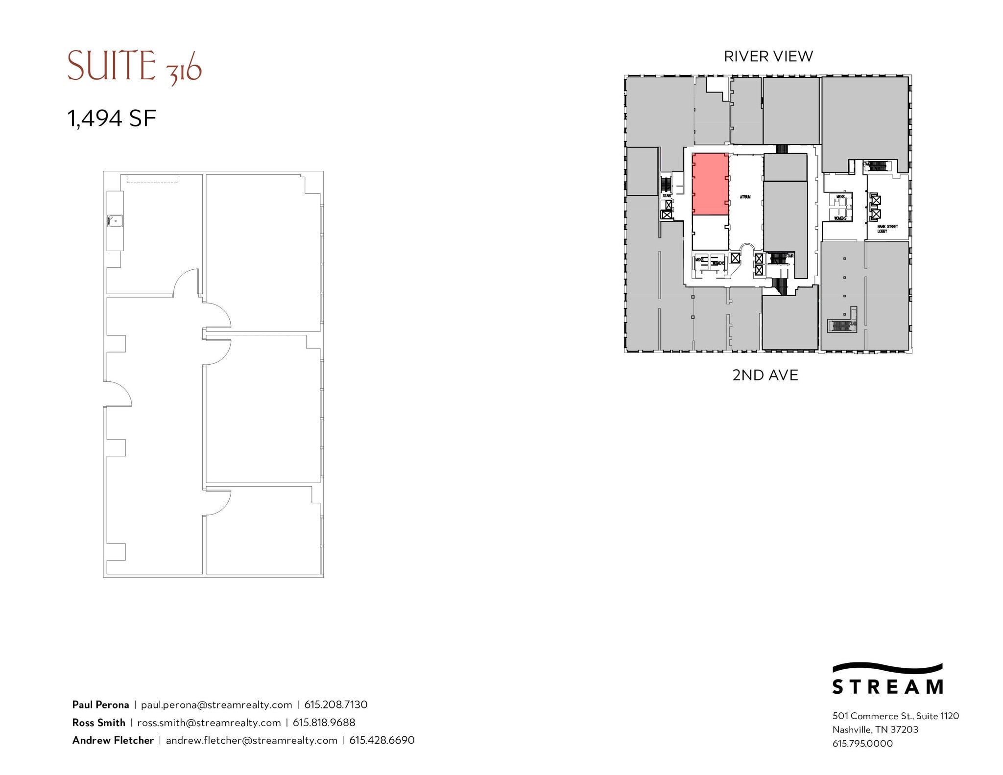 214 2nd Ave N, Nashville, TN à louer Plan d’étage– Image 1 sur 1