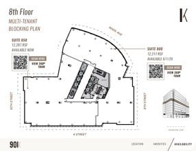 901 K St NW, Washington, DC à louer Plan d’étage– Image 2 sur 2