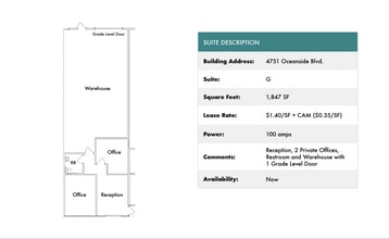 1818 Peacock Blvd, Oceanside, CA à louer Plan d’étage– Image 1 sur 1