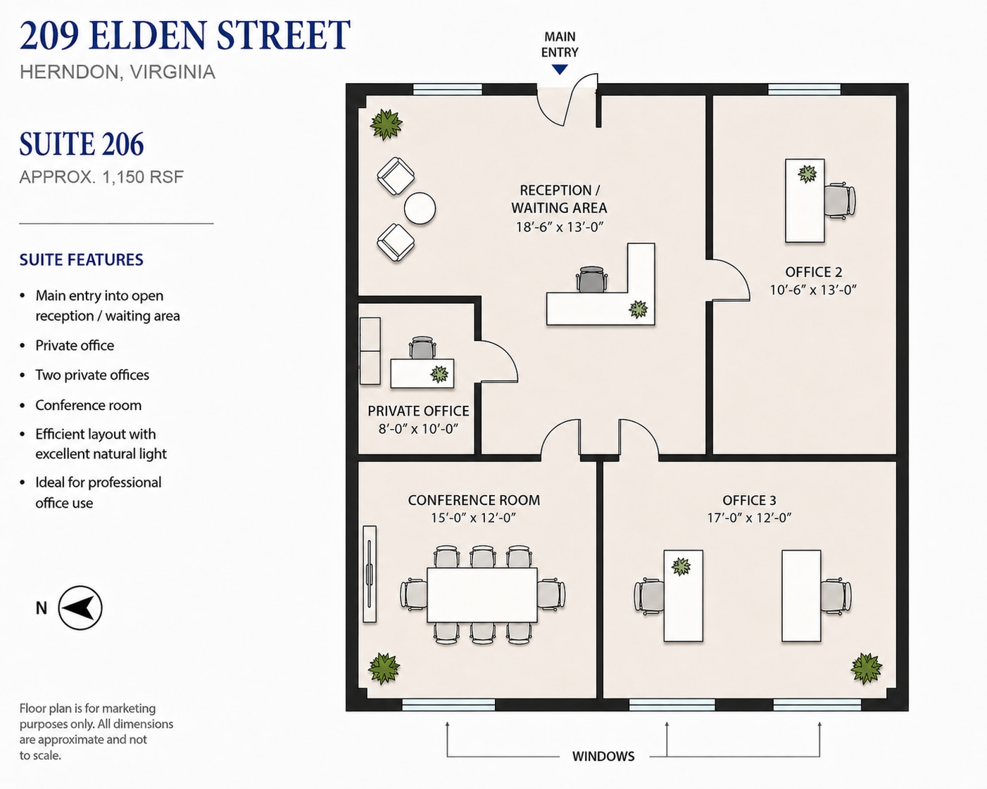 209 Elden St, Herndon, VA à louer Plan d’étage– Image 1 sur 1