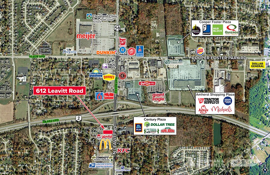 612 N. Leavitt Rd, Amherst, OH à vendre - Aérien – Image 3 sur 4