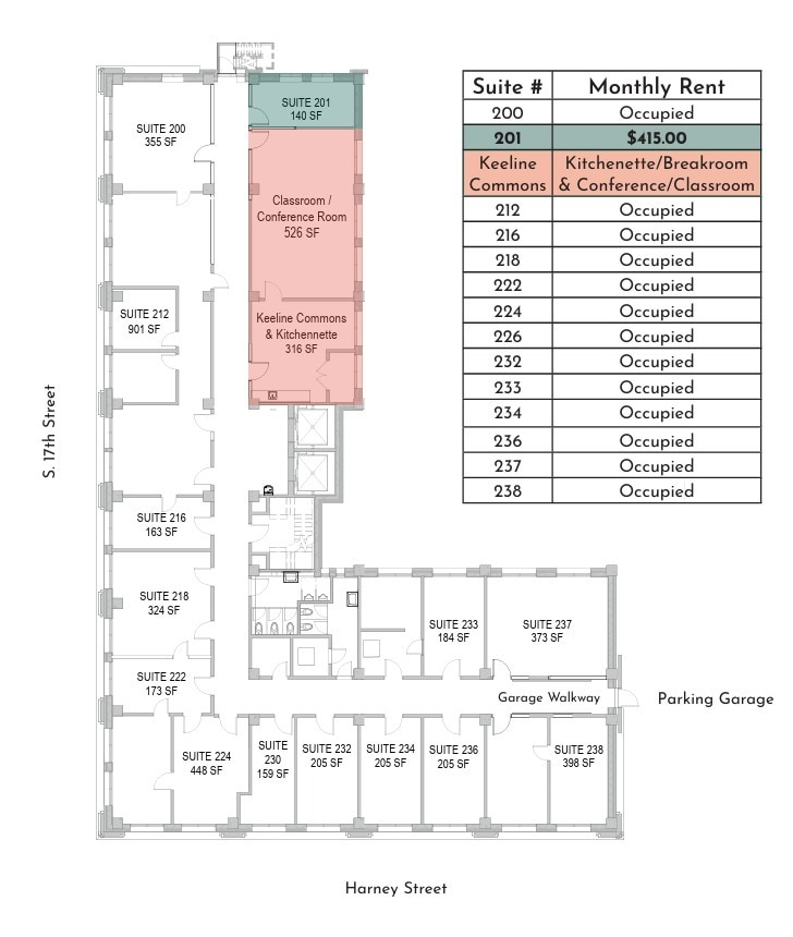 319 S 17th St, Omaha, NE à louer Plan d’étage– Image 1 sur 1