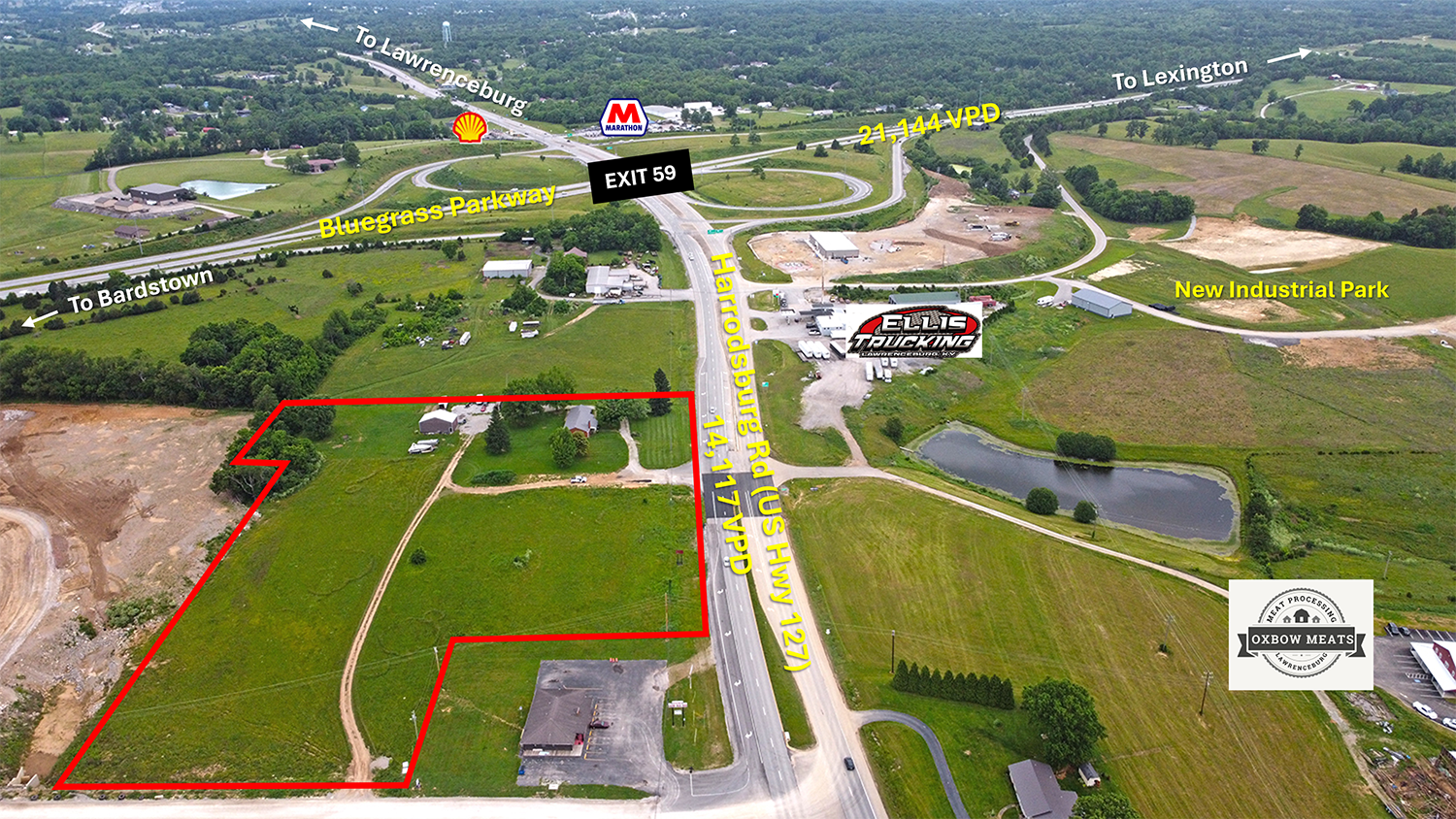 2084 Harrodsburg Rd, Lawrenceburg, KY à vendre Aérien– Image 1 sur 7
