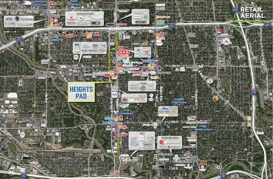1607 N Shepherd Dr, Houston, TX à vendre - Aérien – Image 3 sur 3