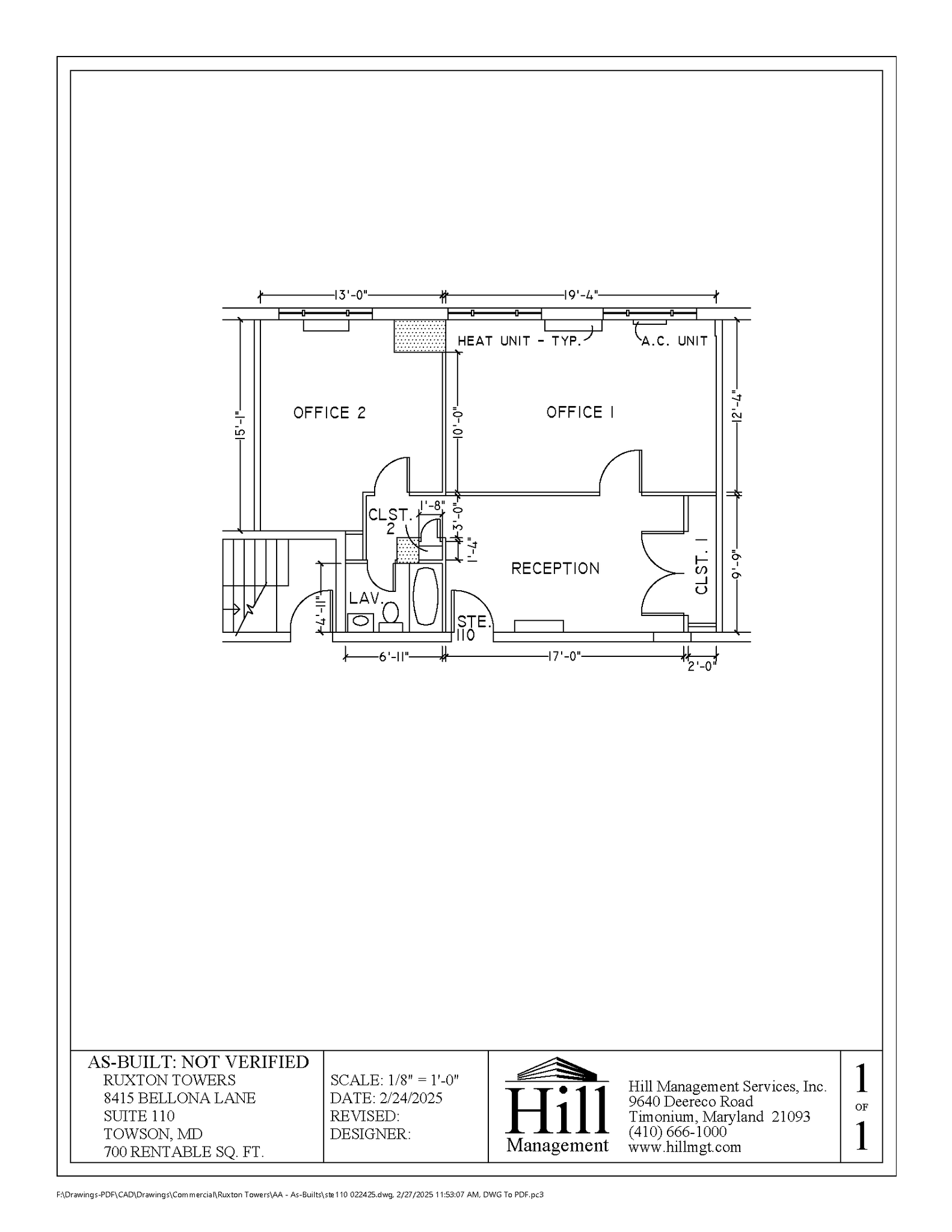 8415 Bellona Ln, Towson, MD à louer Plan d’étage– Image 1 sur 1
