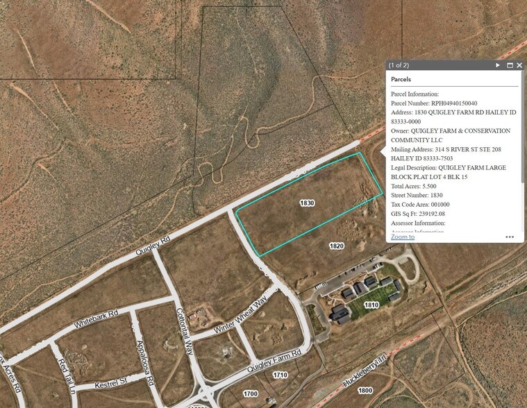 1830 Quigley Farm Rd, Hailey, ID à vendre - Photo de l’immeuble – Image 2 sur 2