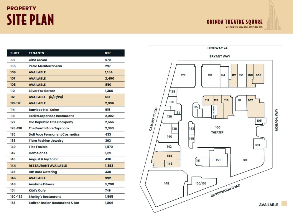 2 Theatre Sq, Orinda, CA à louer Plan de site– Image 1 sur 1