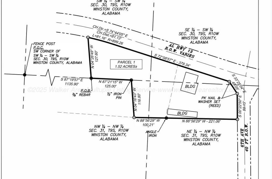 405 AL-13, Haleyville, AL à vendre - Plan cadastral – Image 2 sur 2