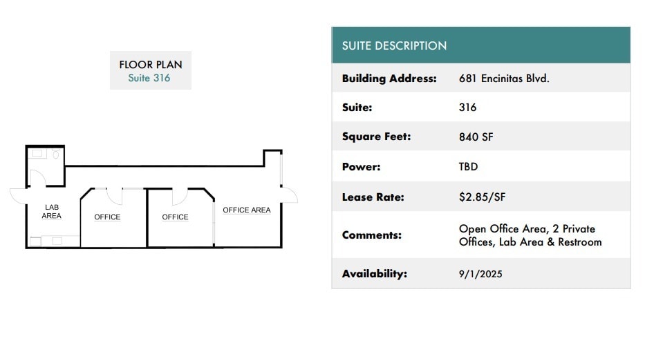 681 Encinitas Blvd, Encinitas, CA à louer Plan d’étage– Image 1 sur 1