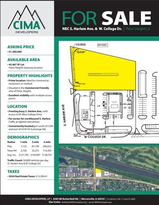 Plus de détails pour NEC S Harlem Ave & W College Dr, Palos Heights, IL - Terrain à vendre