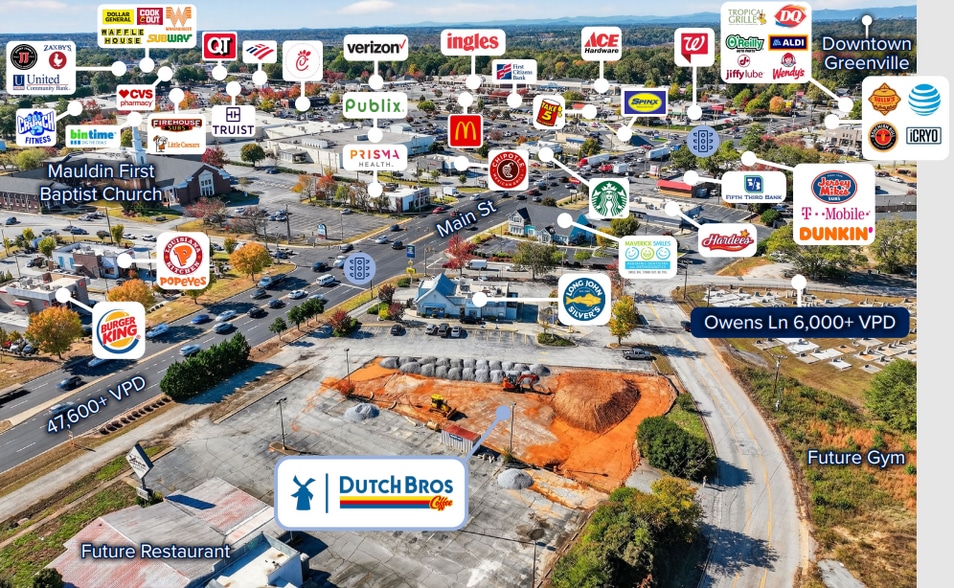 203 S Main St, Mauldin, SC à vendre - Aérien – Image 2 sur 6