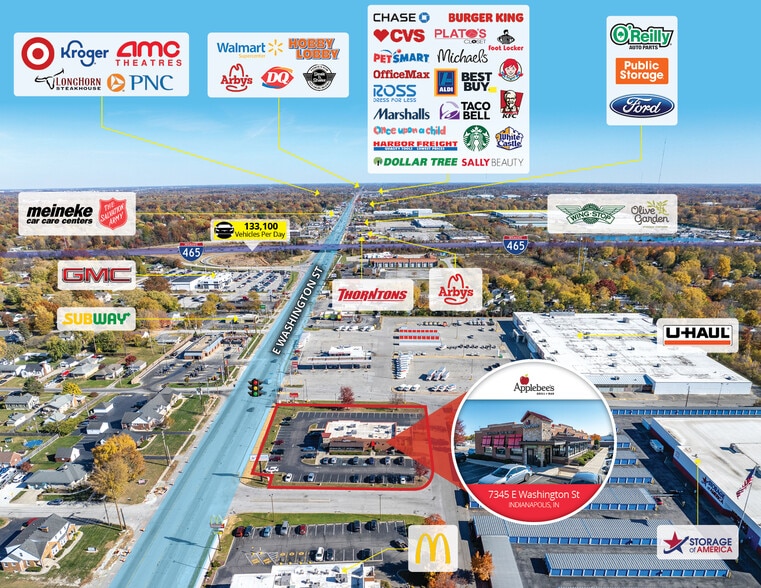 7345 E Washington St, Indianapolis, IN à vendre - Photo de l’immeuble – Image 3 sur 6