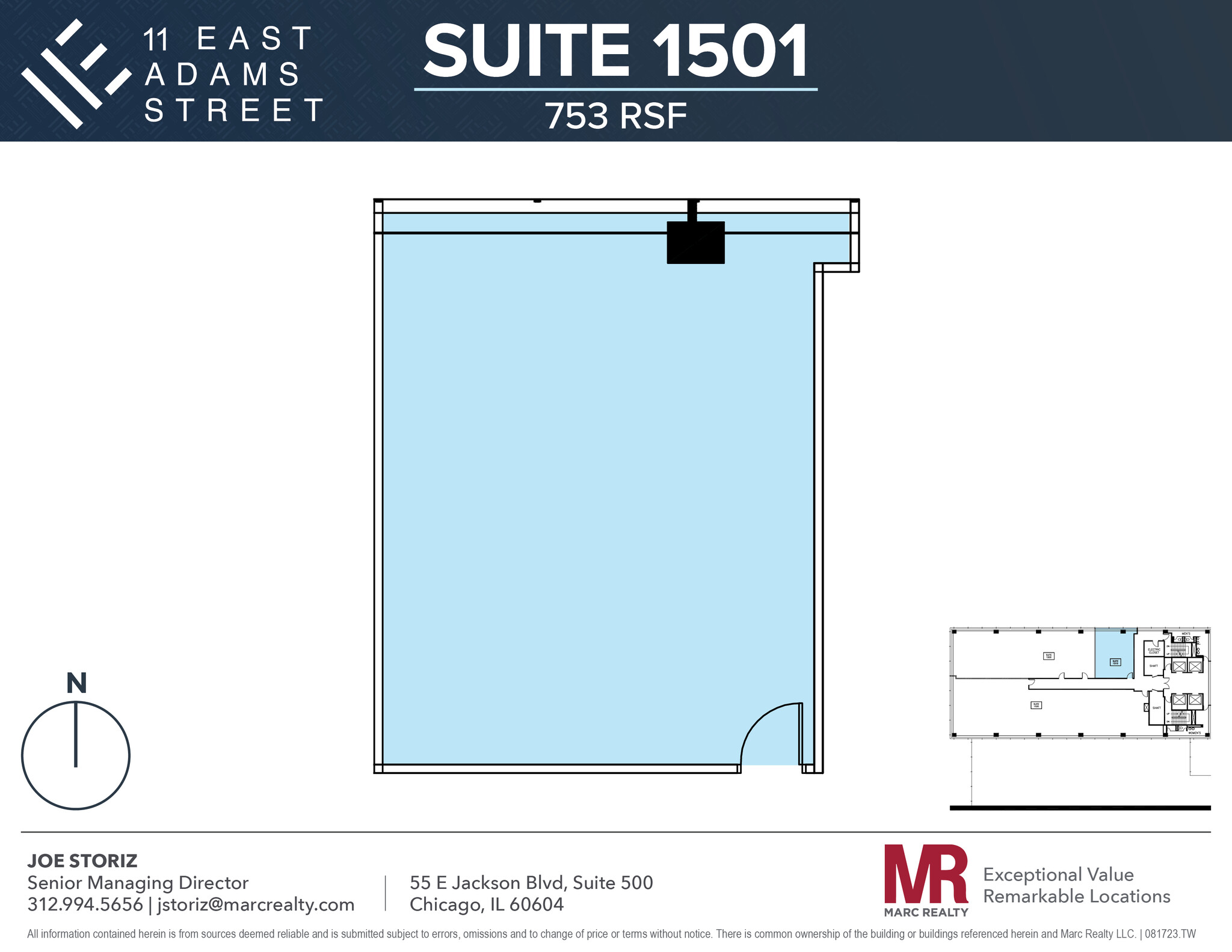 11 E Adams St, Chicago, IL à louer Plan d’étage– Image 1 sur 1